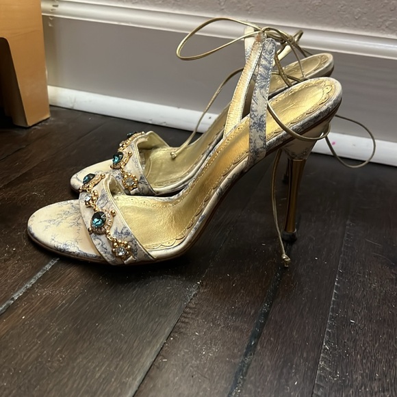 J VINCENT vintage toile print heel size 6 - Picture 2 of 6